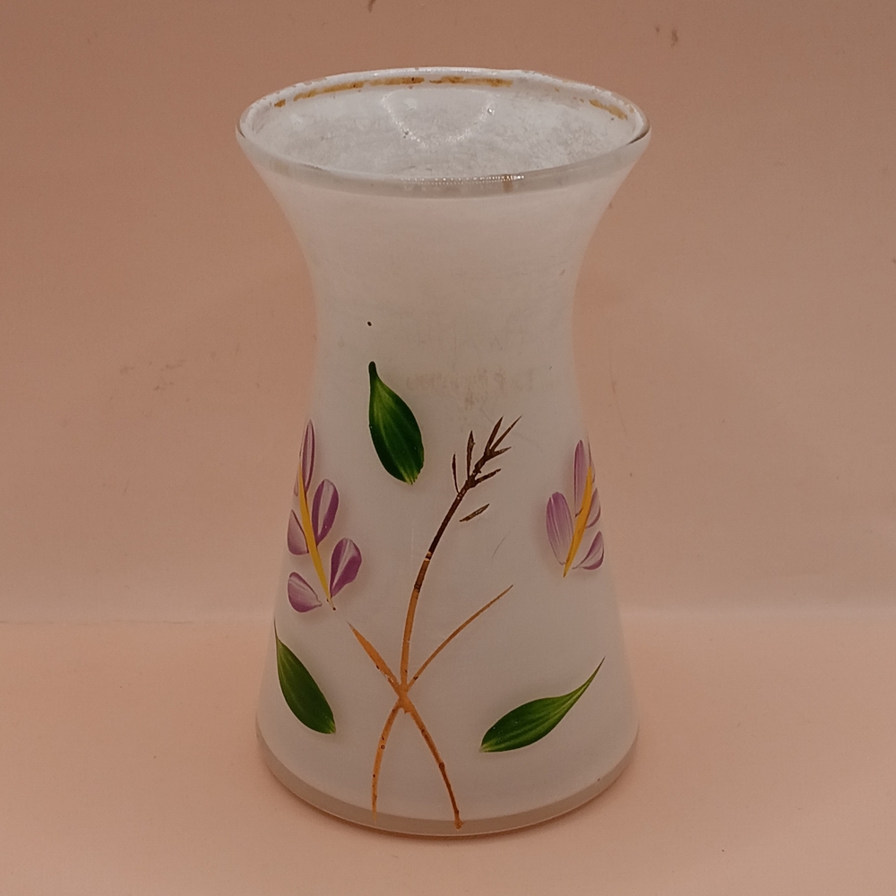 Vintage Bartlett Collins Floral Frosted Glass Vase